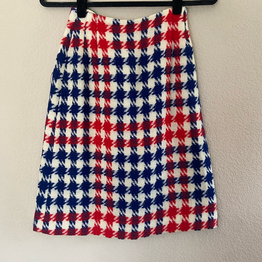 Vintage 60s 70s ILGWU Union Made Red White Blue 100% Wool Skirt Size 5 Americana